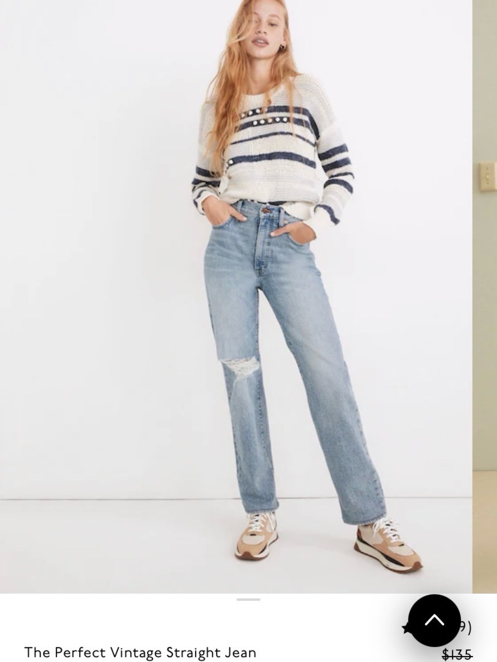 BNWT Madewell The Perfect Vintage Straight Jean in Reinhart Wash